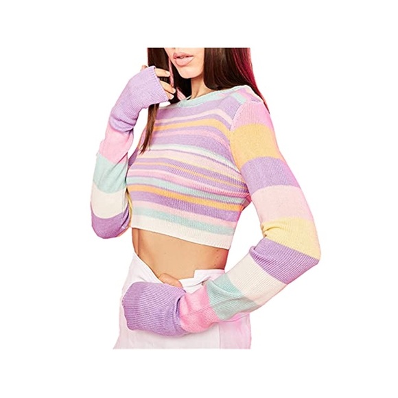 Sugar Thrillz Sweaters - Sugar Thrillz Pastel Striped Sweater